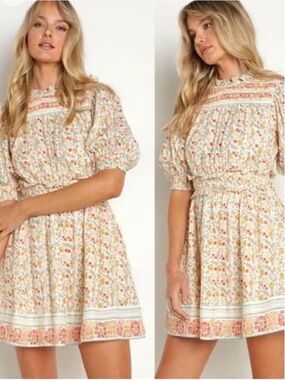 NWOT Cleobella Dallas Carnation Print Mini Dress Organic Cotton Size Small